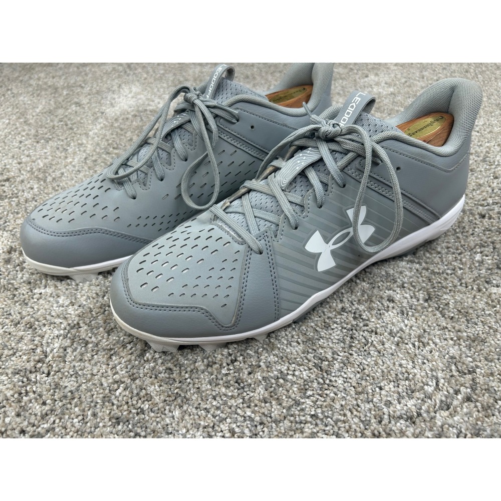 Under Armour Leadoff Low RM Mens Baseball Cleats Grey White 3023442-103